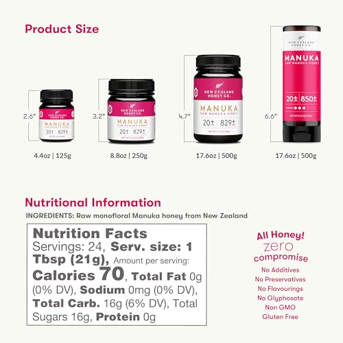Image of New Zealand Honey Co. Pure Manuka Honey UMF 20+ Squeezy | 500g | 17.6oz | Squeezable UMF Manuka Honey