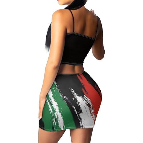 Image of 2025 Sexy Spaghetti Strap Crop Tops and Bodycon Skirt Casual 2 Piece Set S-4XL