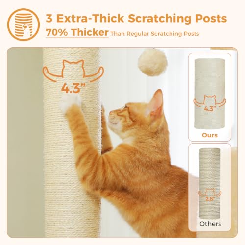 Image of PAWZ Road Large Cat Tree, 45 inch Heavy Duty Cat Tower with Dual Condos, Beige