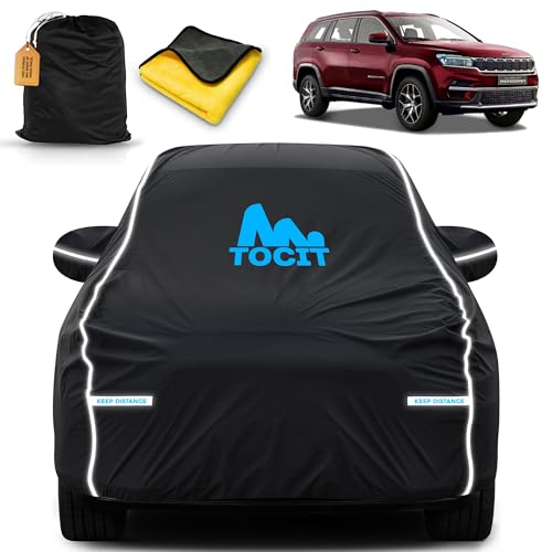 Image of Meridian 7 Seater Waterproof Long Life Car Cover with Safety Glow Reflective Strap, Premium Stretchable Velvet Velour Fabric, Machine Washable, Tri-Stitch Custom Fit with Mirror Pocket