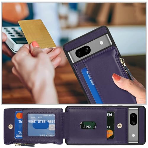 Image of Cavor for Google Pixel 7a Case Wallet with Card Holder, Purple