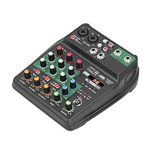 Draagbare Audio Mixer, 4-kanaals Stereo Mini Audio Mixer Mixing Console, USB Sound Mixing Console met +48V Phantom…