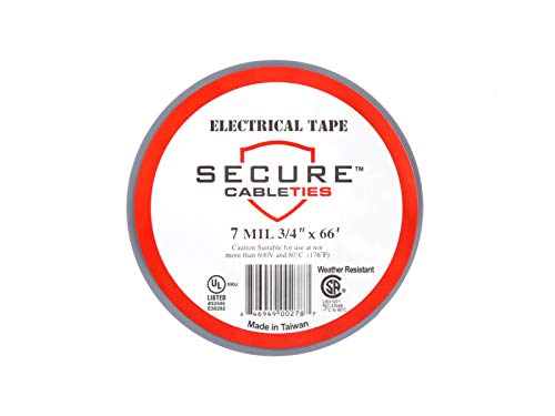 Image of Secure Gray Electrical Tape 3 /4 Inch x 66 Feet - 5 Pack