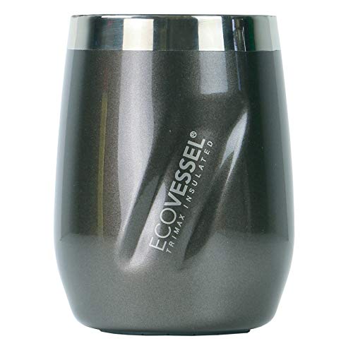 EcoVessel Port Insulated Wine Tumbler Cup with Lid, 10oz Vacuum Stainless Steel Stemless Outdoor Wine Glasses, Portable Coffee Travel Mug