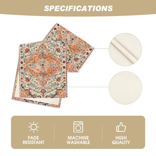 Artoid Mode ボーホー ボヘミアスタイル オレンジ テーブルランナー 田舎風 素朴な農家 魔法のような秋 キッチン ダイニングテーブル 装飾 ホームパーティー装飾 13x108インチ