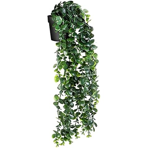NIBESSER Potted Hanging Plants Fake Artificial Ivy Vines, Artificial Eucalyptus Hanging Vines Pot Leaf Drooping Trailing Weeping Plants, Artificial Vines for Wall Bedroom Indoor Outside Garden Wedding Cover