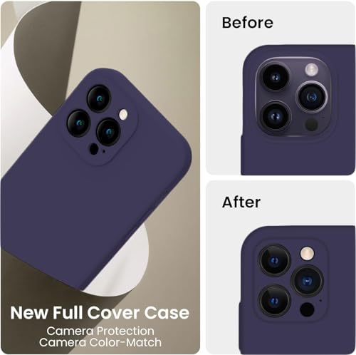 Image of DIZORO Compatible for iPhone 15 PRO Camera Protection Case 6.1, Slim Liquid Silicone 3 Layers Full Covered Soft Gel Rubber Phone Case Protective Cover 6.1 Inch - Deep Purple.