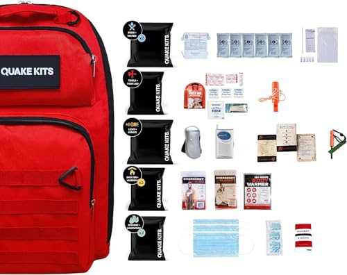 QK 2-Person, 72hr Prepared Survival Kit for Disaster Preparedness - Emergency Go Bag with Food and Water, First Aid, and Preparedness Tools. Emergency Kit for Earthquakes and Other Disasters.