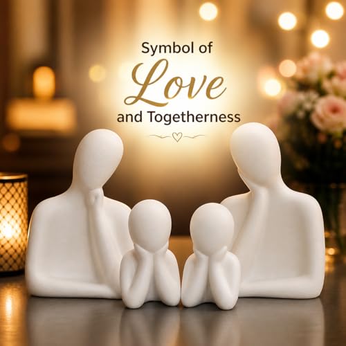 Image of Family Statue - Set of 4(5 inches) | Abstract Human Figurines for Home Decor | Decorative Statues for Living Room, Bedroom & Shelf Decor | Gift for Housewarming & Anniversary