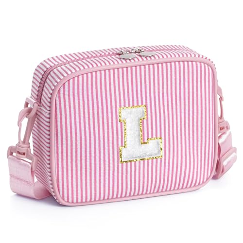 YOOLIFE Geschenk Tasche Mädchen 3 4 5 6 7 8 9 10 Jahre Buchstaben Umhängetasche Mädchen Schultertasche Geldbörse Personalisiert Geburtstagsgeschenk für Teenager Schwester Nichte Rosa L