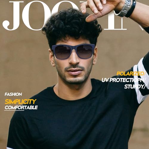 جوبين نظارات شمسية مربعة مستقطبة للرجال والنساء، كلاسيكية للحماية من الاشعة فوق البنفسجية 400 للقيادة والصيد (رمادي متدرج)