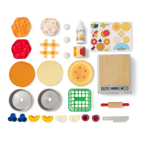 Image of Melissa & Doug Make and Bake Pies Pretend Play Food Set and Wooden Oven with Squishy Dough for Ages 3+ - FSC Certified
