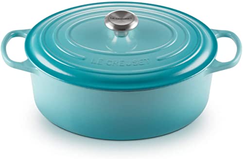 Le Creuset 5 Qt. Signature Oval French Oven w/Additional Engraved Personalized Stainless Steel Knob - Caribbean