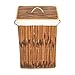 Rectangle Bamboo Collapsible Waterproof Laundry Hamper with Lid and Handles for Organizer, Clothes, Toy Durable Folder Washing Bin for Easy Carrying
