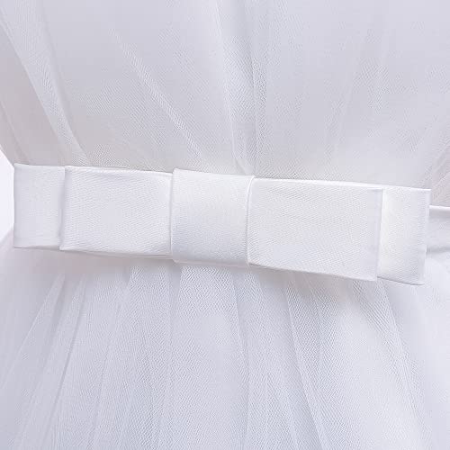 Allcent Backless Flower Girl Dress Little Kids Birthday Prom Pageant Birthday Party Performance Formal Princess Ball Gown Dresses 2T 3T White 100 #TOP4
