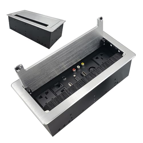 Toma de mesa de conferencia empotrada, caja de conectividad para cepillo de mesa - Caja de conexión para mesa de salida - Estación de carga de regleta de interfaz tipo C de puerto de carga