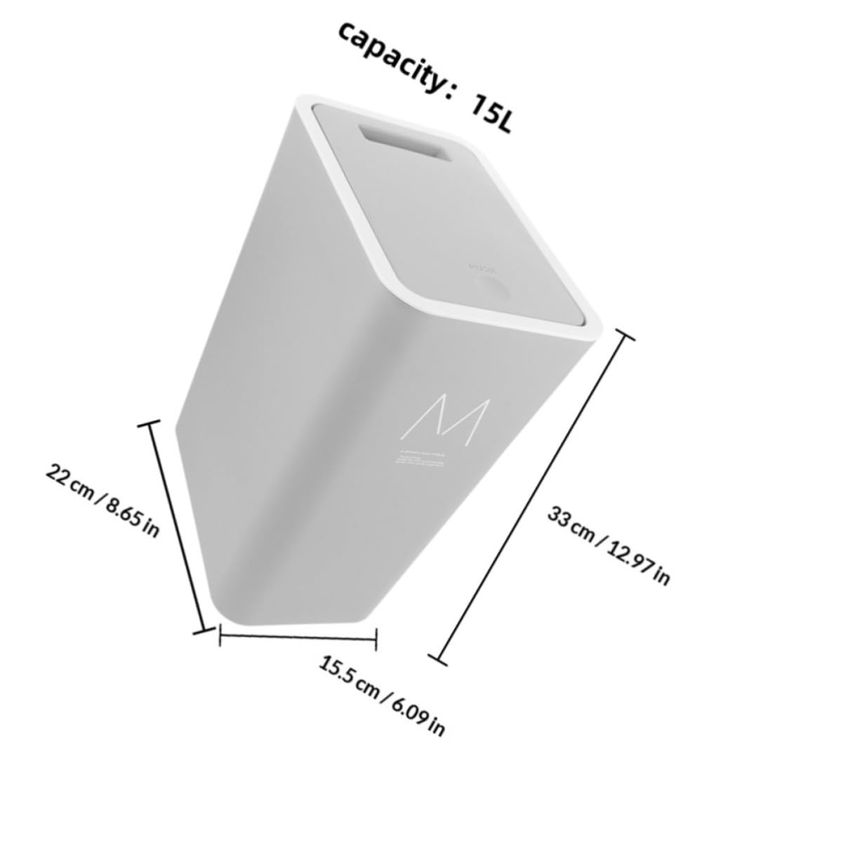 MAGICLULU Small Rectangular Trash Can with Lid 1.5l Compact Plastic Wastebasket for Kitchen and Bathroom, Stylish Design with Elegant Minimalist Look for Modern Spaces