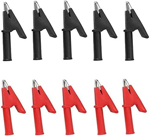 bnafes Full Insulated Crocodile Clips with 4mm Socket Banana Jack Copper Test Clamp Wire Clip Alligator Clips 30A 10Pack