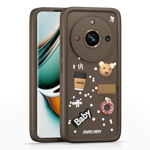 Image of Pikkme Back Cover for Realme 11 Pro / 11 Pro Plus 5G / Narzo 60 Pro 5G | Cute Fun Cartoon 3D Bear Silicone Full Body Protection Bumper Cover (Brown)