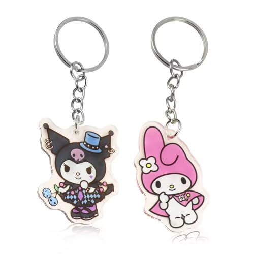 2pcs My Melody and Kuromi Keychain, Cute Acrylic Keychain Figure