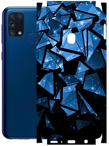 Image of AtOdds - Full Body Back Screen Guard Protector Film - Lamination Wrap Skin Sticker Compatible with Samsung Galaxy M31 | Scratchproof Matte Finish (Blue Crystals)