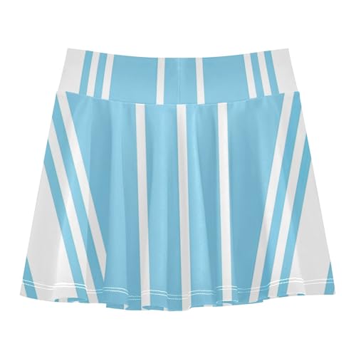 Joisal Athletic Shorts Girls Skorts Toddlers Tennis Skirts Pleated School Vertical Stripes Light Blue White 3t2