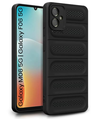 Image of WOW IMAGINE Ultimate Silicone Back Cover Case for Samsung Galaxy M06 5G | Galaxy F06 5G | Heat Dissipation Thin Soft TPU | 360 Camera Protection | Breathable Cooling Holes - Pitch Black
