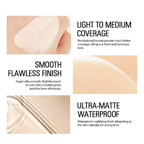Sace Lady Matte Liquid Foundation, Long Wearing Flawless Foundation With Medium-Full Coverage, Poreless Face Makeup, 0.50Fl Oz/15Ml, Light Natural #TOP4