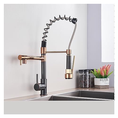 Robinet de cuisine noir mat avec douchette latérale extractible à bec rotatif 360
