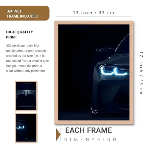 Image of TASVEE Car wall posters | set of 3 wall frames | posters for wall | Wall Decoration for Bedroom, Living Room & Office | Best Gift for Boys & Car Lovers | bmw m4 | bmw m4 set of 3 frames