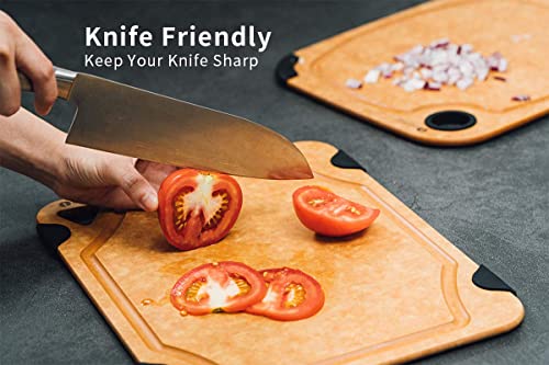 Cutting Board, Toptier Wood Fiber Cutting Board for Kitchen, Non-Slip Kitchen Wood Chopping Board, Reversible, Eco-Friendly, Natural Wood Fiber, Medium Cutting Board, 14.5 x 11-inch, Natural Slate - Thumbnail 4