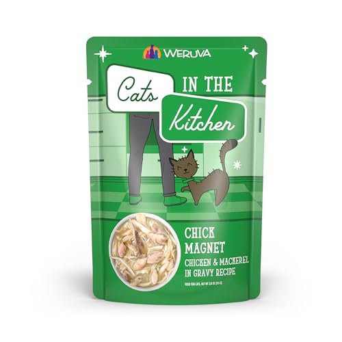 Image of Weruva Cats in the Kitchen, Chick Magnet with Chicken & Mackerel in Gravy Cat Food, 3oz Pouch (Pack of 12)