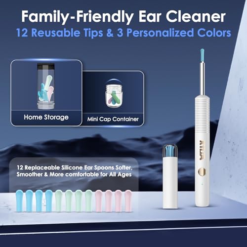 Xylla Ohrenschmalz Entferner Otoskop 1920P HD-Ear Wax Removal IP67 Wasserdicht WIFI Otoskop 360°Weitwinkel ohrreiniger mit 6 LEDs Tragbares Vergnügen der Ohrreinigungr (weiße)
