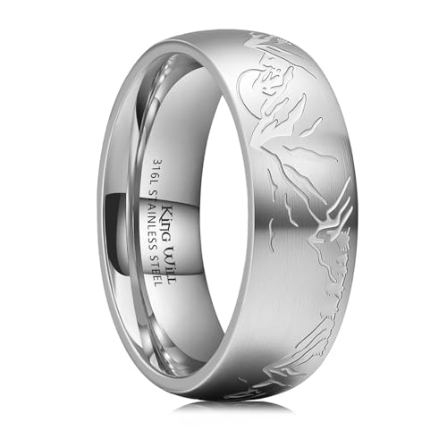 King Will 8mm Stainless Steel Mountain Ring