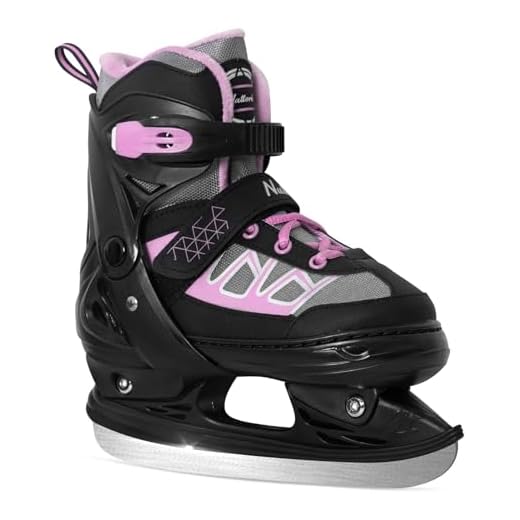 Nattork Ice Skates for Kids, Pink for Big Kids, Adjustable Ice Skates for Boys and Girls - Ice Hockey Skates for Outdoor and Rink, Warm and Soft Plush Lining and Enhanced Ankle Support.