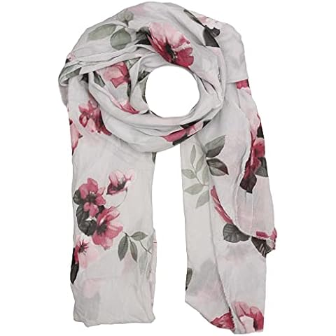 Zwillingsherz Silk Scarf Spring Flower - High Quality Scarf for Women Girls - Neckerchief - Wrap Scarf - Loop - Soft Tube Scarf for Summer Autumn and Winter by mere Dreams - Grey - One size Cover