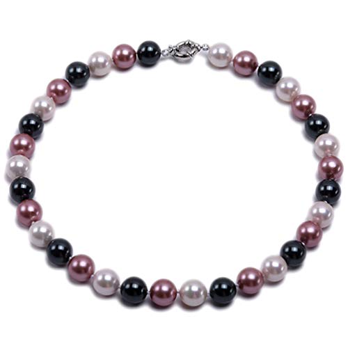 JYXJEWERLRY Fashion Women Pearl Necklace Classical 12mm Multicolor Round South Seashell Pearl Necklace for Ladies 18