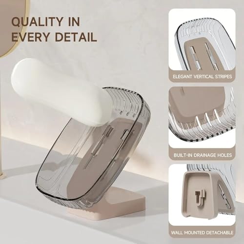Image of Self Adhesive Soap Holder for Bathroom & Kitchen | Wall Mounted Soap Stand with Strong Sticker | No Drilling Soap Dish | Quick Dry Drainage Soap Tray for Wash Basin, Shower & Sink (Pack of 2)