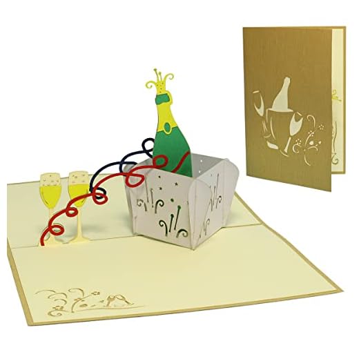LINPOPUP® Tarjeta de felicitación 3D de cumpleaños con cupón de champán, N133