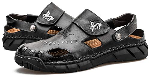 Honeystore Men's Hollow Slip-on Sandals Leather Plus Size Shoes Casual3