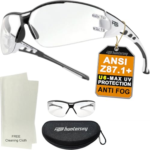 Image of HTS HUNTERSKY Super Flexible Lightweight Anti Fog Wrap-Around U6 Clear Shooting Safety Glasses with ANSI Z87.1 Scratch Resist