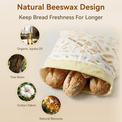 Sac à pain réutilisable en lot de 2 pour la conservation du levain