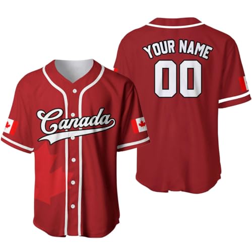Canada Canadian Maple Leaf, Maillot De Baseball Custom Rojo Negro Blanco Canadá Bandera Jersey Personalizado miniatura 2