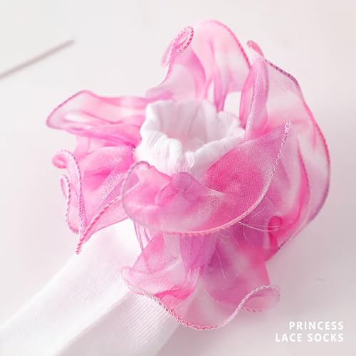Toddler Girls Ruffle Dress Socks Cute Double Lace Frilly Princess Sock Casual Comfy Knit Ankle Crew Thights3
