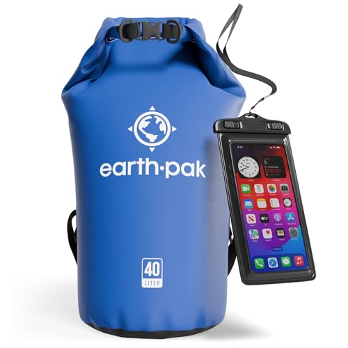 Image of Earth Pak Waterproof Dry Bag - Roll Top Waterproof Backpack Sack Keeps Gear Dry for Kayak with Waterproof Phone Case