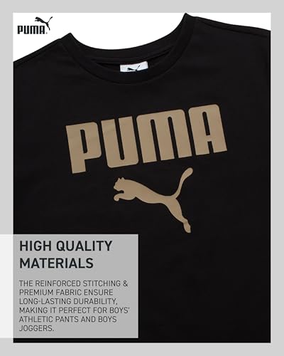 Image of PUMA Boys 3 Piece Active Tricot Jogset with T-Shirt (Sizes 8-16) | Soft Breathable Athletic Wear, Flexible Comfortable Feel, Great for School, Sports & Play, Easy Machine Wash