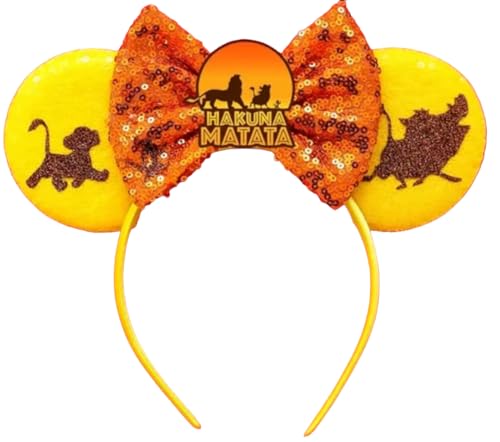 Image of CLGIFT Lion King Minnie Ears,Pick your color, Simba Minnie Ears, Animal Kingdom minnie ears, Rainbow Sparkle Mouse Ears, Cheetah Sequin Minnie Ears (Lion King)