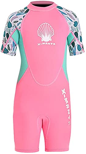 Doomiva Kinder Jungen Mädchen Neoprenanzug Lang Neopren Tauchen Unisex Kinder Einteilige Bademode Sonnenschutz Schwimmanzug Gr.104-158 S Schwarz&Königsblau 158-164