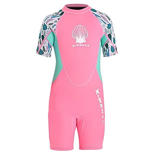 Kinder Mädchen Neoprenanzug Neoprenanzug UPF 50+ 2.5MM Neopren Kurzarm Wäremehaltung Wetsuit Schwimmanzug Tauchanzug Badeanzug Wetsuit für Wassersport Diving Suit XL