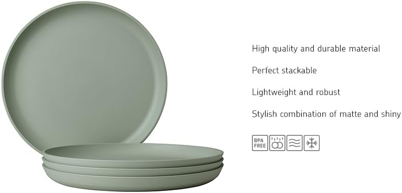 Mepal - Breakfast plate Silueta - Dishwasher & microwave resistant - Plastic plates - Dinner plates - Tableware - 23 cm - Nordic black
